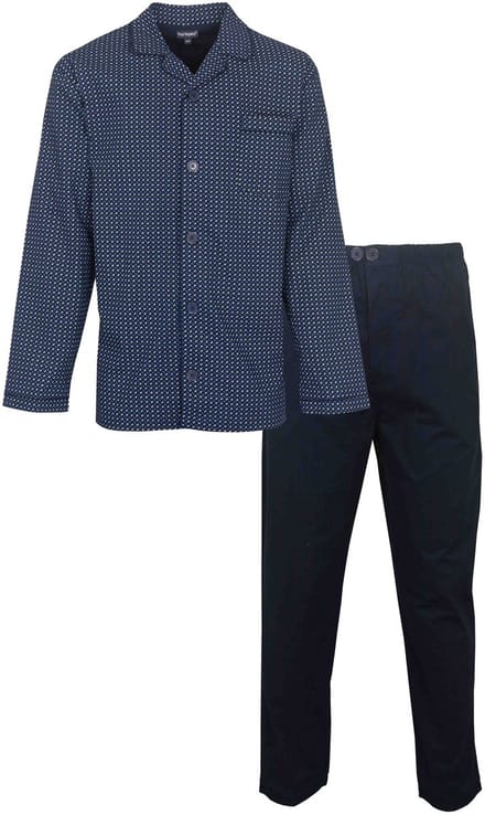 Paul Hopkins Heren Pyjama - Doorknoop - Katoen - Navy - Maat S
