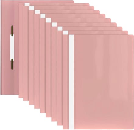 ACROPAQ - 10 x Documentenmap A4 – Transparant voorvak – Pastelroze – Projectmap voor 70 pagina’s – Documentenmap A4 transparant