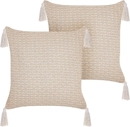 HAKONE - Set van 2 kussens - Lichtbeige - 42 x 42 cm - Polyester