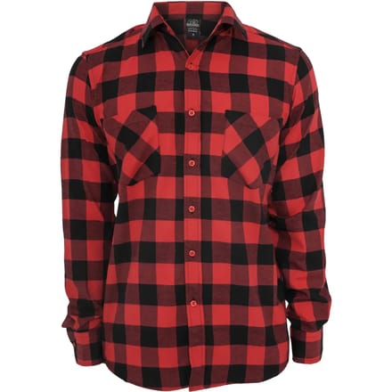 Urban Classics Checked Flannel Heren Flanellen overhemd - zwart/rood - M
