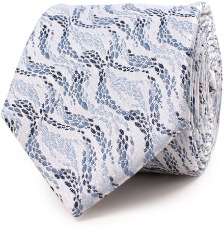 TRESANTI | GIULIO | Silk tie with a wave of fish | Blauw