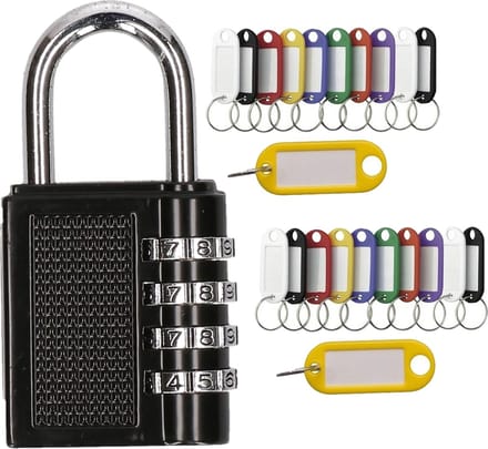 Hangslot/cijferslot met 20x stuks sleutellabels