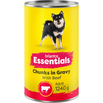 12x1240g  Briantos Essentials Chunks in Gravy Rind Hundefutter nass
