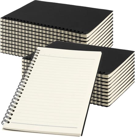 Lined Spiral Notebooks A5 - 20 Stuks, 120 Pagina's, Kraft Kaft, Perfect voor Notities en Schetsen