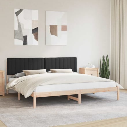 vidaXL - Bedframe - met - Gevoerde - Hoofdbord - Zwart - 200 - x - 200 - cm