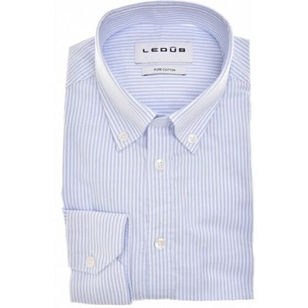 Ledûb Overhemd Slim Oxford Stripe Button-Down Licht Blauw / male