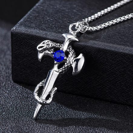 Beroemdheden Zelfde Retro Plaat Slang Zwaard Kruis Ketting Creatieve Legering Sieraden Trendy Mannen Hip Hop Trui Ketting black