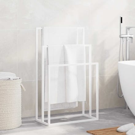 vidaXL - Handdoekenrek - vrijstaand - 48x24x79 - cm - ijzer - wit