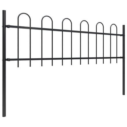 vidaXL - Tuinhek - met - ringtop - staal - 337x60 - cm - zwart