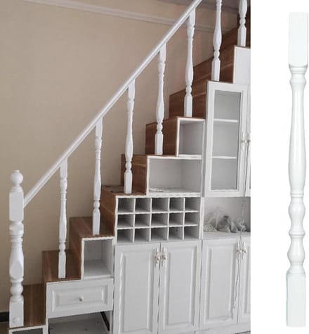 Trap leuning kolom - Houten baluster paal - Veranda afwerking - Massief hardhout - 85 cm - Wit