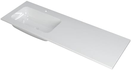 INK Faktor Wastafel Polystone Links met 1 Kraangat - 1400x450x15 mm - Glans Wit