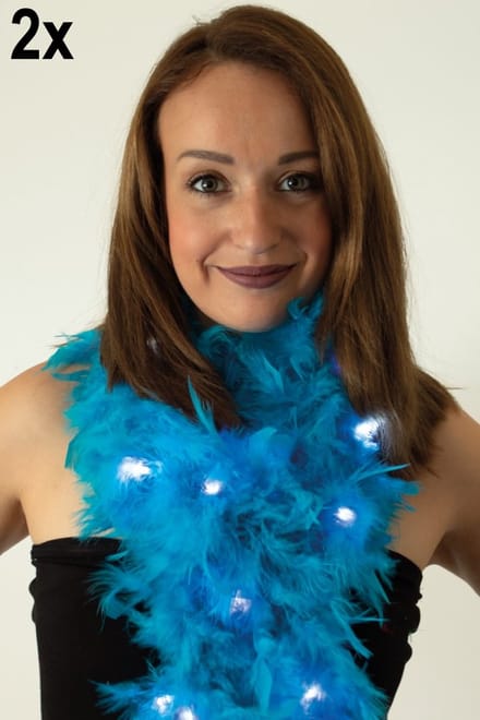 2x Boa turquoise met licht 180 cm. 50 gr.