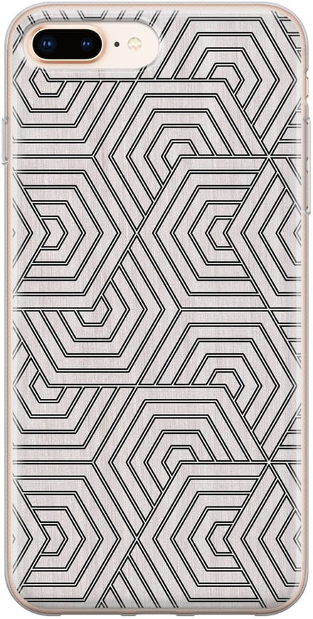Leuke Telefoonhoesjes - Geschikt voor iPhone 8 Plus - Geometrisch - Soft case - TPU - Grijs