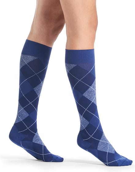 Sigvaris Microfiber Shades Steunkousen Dames Argyle Blauw-Maat: 35 - 37