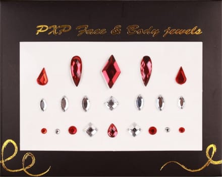 Face & Body Jewels Glitter sticker( Carnaval ): rood/ zirkonia