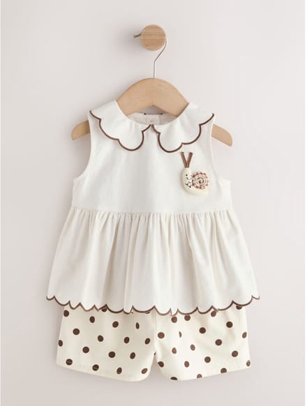 Next - Meisjes - Blouse en short set - Crème
