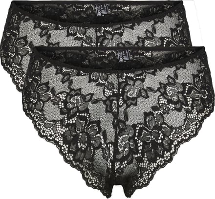 Pieces Dames Slip V-Shape PCLINA Kant Zwart 2-Pack - Maat XS