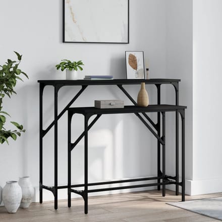 vidaXL - Wandtafels - 2 - st - bewerkt - hout - zwart