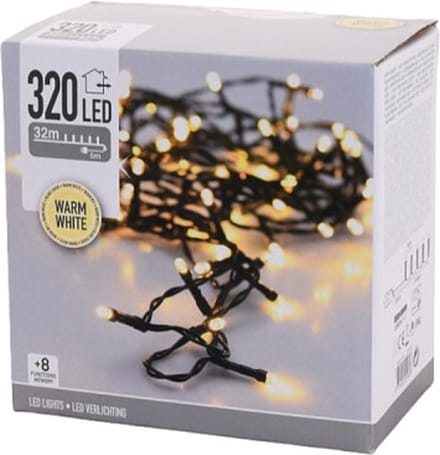 EDM glitterslinger - Kerstsfeer - warm wit licht - 320 LED lampjes - 32 m - 72089