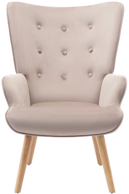 Vente-unique Fauteuil van beige velours VATELY