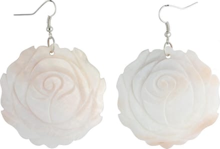 Behave - Oorbellen - hanger 5cm lengte bewerkt met een bloemvormige schelp