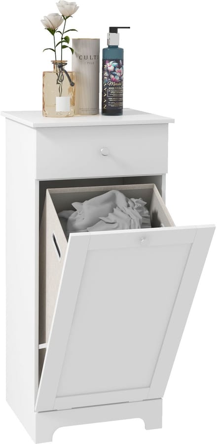 HOMCOM Badkamer Vloerkast - Spaanplaat - 40x40x90,5cm - Wit