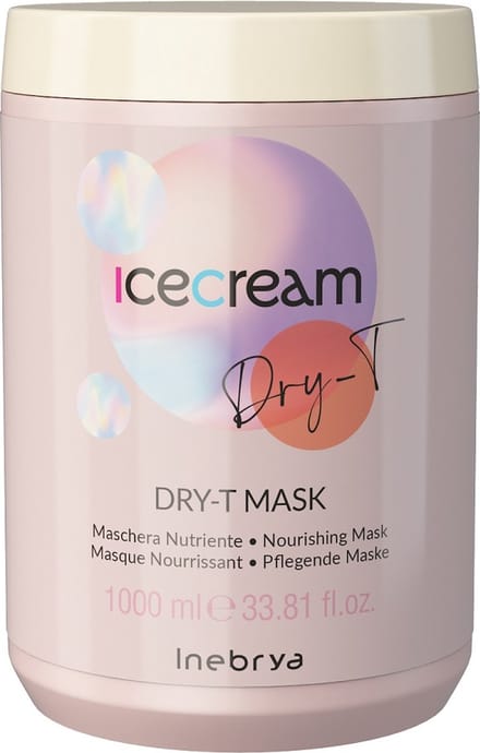 Inebrya, Ice Cream Dry-T, Haarbehandeling Crème Masker, Hydraterend, 1000 ml
