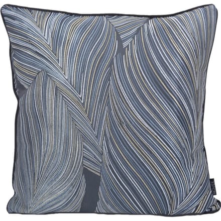 Midnight Leaves Kussenhoes | Jacquard / Polyester | 45 x 45 cm | Blauw / Zwart
