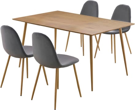 Monza-Eetset - 160 cm - Grijs/Eiken