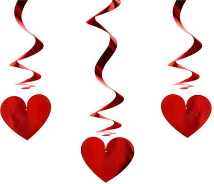 Swirl decoratie rood hartjes 3 stuks
