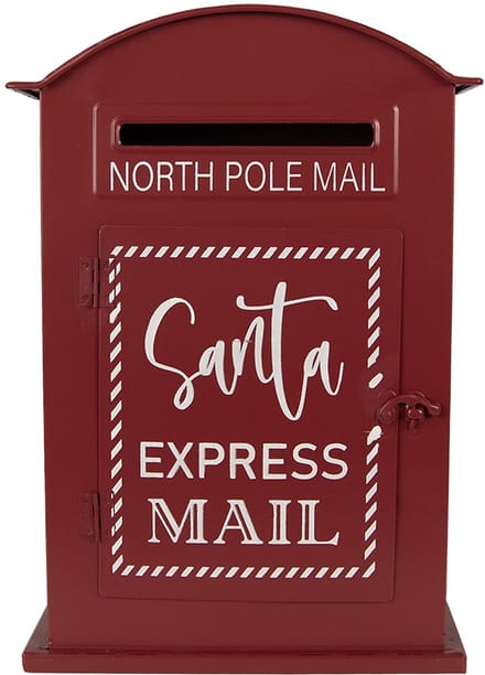 Clayre & Eef Kerstdecoratie Beeld Brievenbus 23x8x34 cm Rood Metaal