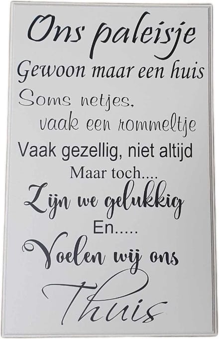 Tekstbord - spreukenbord - ons paleisje - huis - wall art