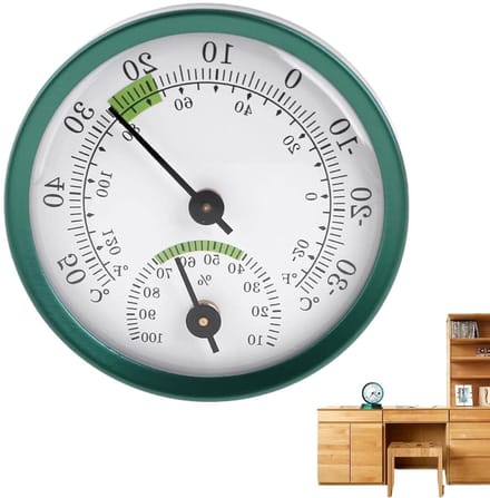Buiten thermometer - Hygrometer meter - Weer meten - Dubbele wijzers - 5.5 cm - Groen