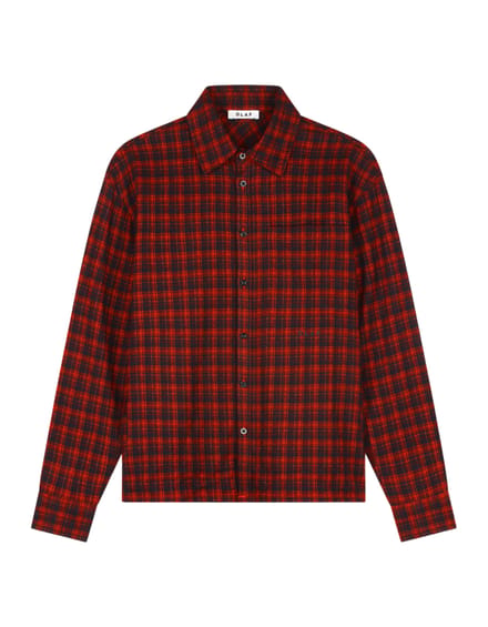 Olaf Flannel Boxy Lange Mouw Overhemden Rood M260310