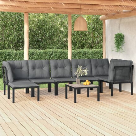 vidaXL - 8-delige - Loungeset - poly - rattan - zwart - en - grijs