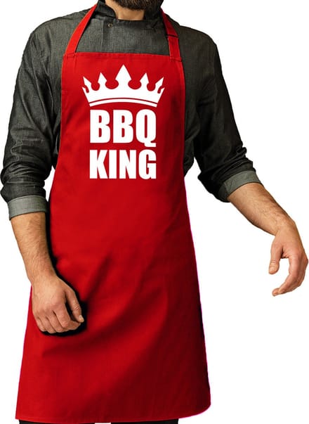 BBQ King barbeque schort/keukenschort bordeaux rood voor heren - bbq schorten