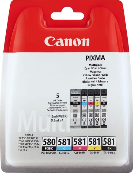 Canon PGI-580 & CLI-581 - Inktcartridge - 2x Zwart / Kleur + Retourzakje