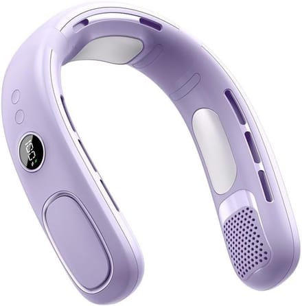 Handsfree bladloze nekventilator - 360° koeling - Lichtgewicht langdurig gebruik - Paars