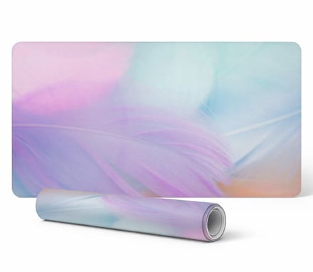 Duurzame antislip bureauonderlegger met pastelkleurige veren, 120x60 cm