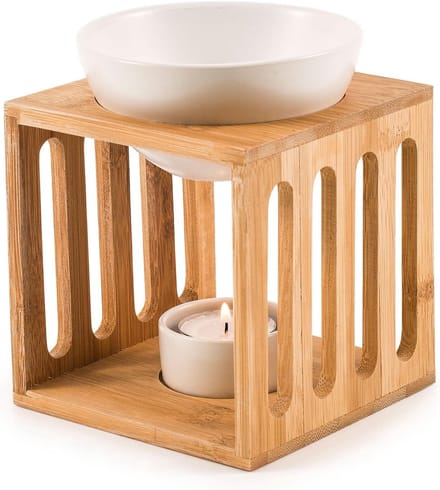 Bamboe/Keramische geurlamp "Wellness" Gr. M, L 9,4 x B 9,5 x H 9,5 cm