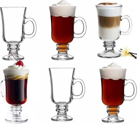 Latte Macchiato - Cappuccino - Irish Koffie Glazen met handvat - 6 stuks
