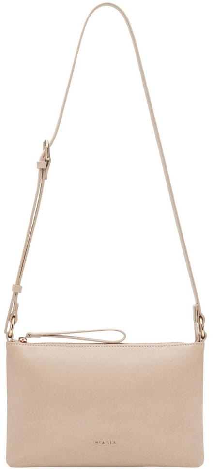 Biasia Flat Crossbodytas Kleine Dames - Leer - Beige