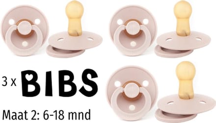 BIBS Fopspeen 6 tot 18 maanden - Set van 3 stuks - Maat 2 - Blush