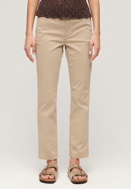 Superdry - Chino met halfhoge taille - Dames - Broeken