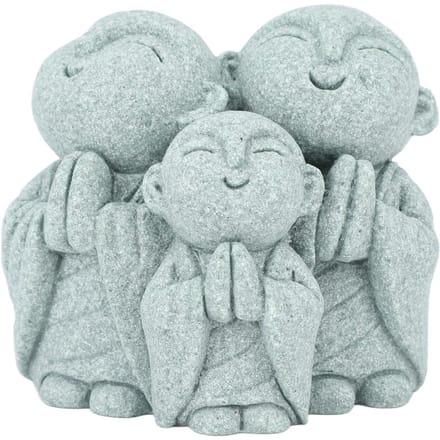 Mini Statue de Bouddha Moine Grès Vert Chinois Mignonne Figurine de Bouddha 3 Petits Moines Ornement pour