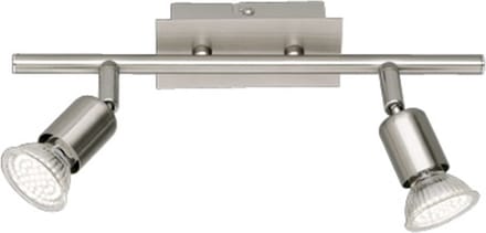 LED Plafondspot - Torna Nimo - GU10 Fitting - 6W - Warm Wit 3000K - 2-lichts - Rechthoek - Mat Nikkel - Aluminium