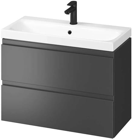 Cersanit Moduo - Kast met wastafel, 57x80x38 cm, 2 laden, antraciet S801-468-DSM