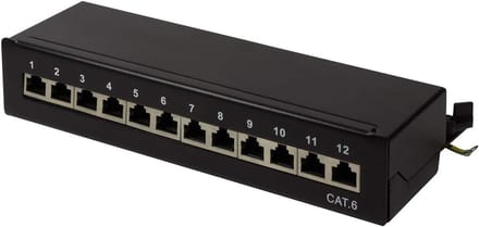 Professioneel Cat.6 12-poorts patchpaneel voor wand- en tafelmontage