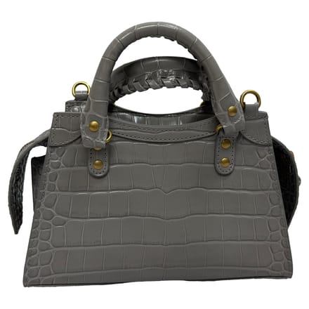 Balenciaga Mini Neo Classic City Croc-Embossed Handtas in Grijs Leder