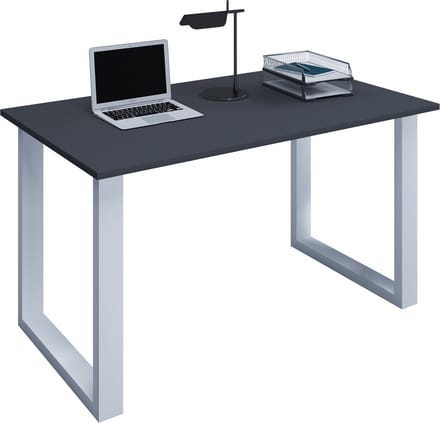 Houten bureau Computerbureau Werkbureau Kantoormeubilair Lona U Aluminium Zilver